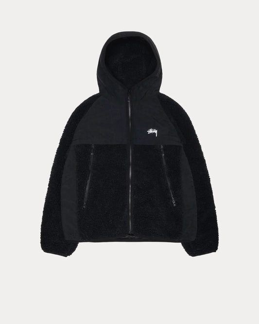 STUSSY SHERPA PANELED HOODED JACKET